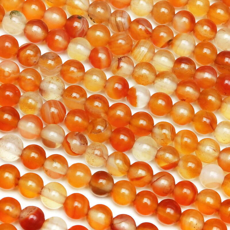 ミックスカーネリアン 丸玉 4mm【1連販売】▽ カーネリアン アゲート カルセドニー 紅玉髄 7月の誕生石 Cornelian ラウンド 丸ビーズ 連売り 天...
