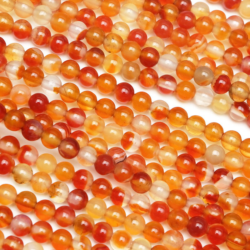 ミックスカーネリアン 丸玉 3mm【1連販売】▽ カーネリアン アゲート カルセドニー 紅玉髄 7月の誕生石 Cornelian ラウンド 丸ビーズ 連売り 天...