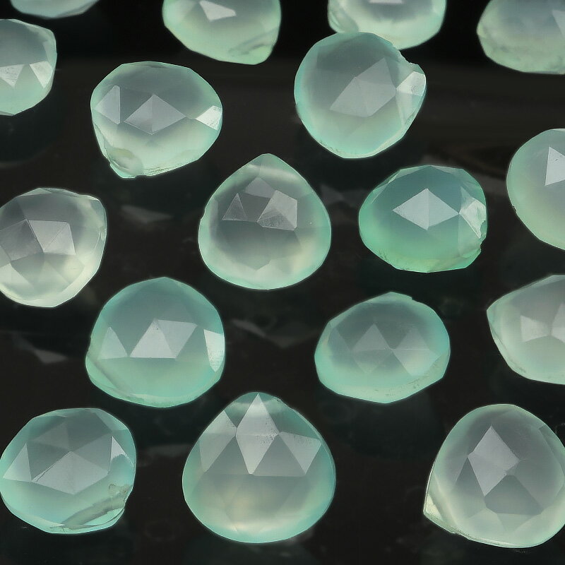 【粒販売】インド産 シーブルーカルセドニー マロンカット 8mm【2粒販売】▽ シーブルーアゲート シーブルーメノウ 玉髄 Chalcedony しずく 雫 粒...