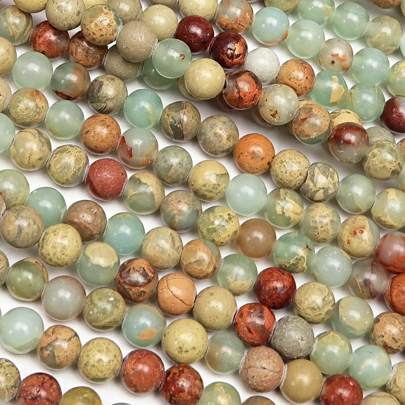 インプレッションストーン 丸玉 4mm【1連販売】▽ カオリナイト カオリン 碧玉 Impression stone ラウンド 丸ビーズ 連売り 天然石 ビーズ パワーストーン パーツ アクセサリー 素材 材料