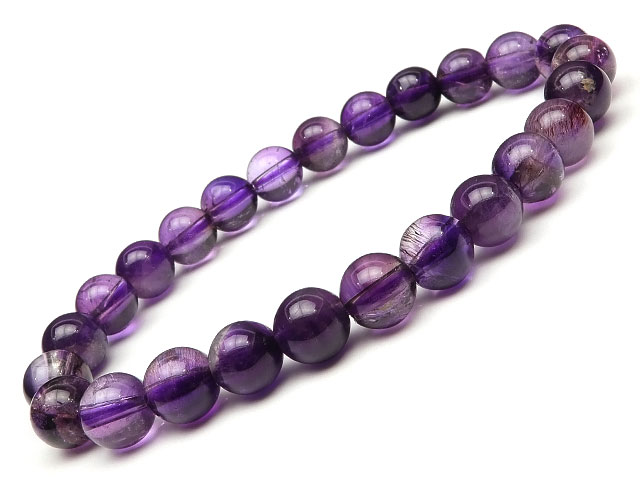 エレスチャルクォーツ スーパーセブン 丸玉ブレス 7〜8mm No.79【1点もの】▽ セイクリッドセブン 骸骨水晶 Elestial quartz Super...