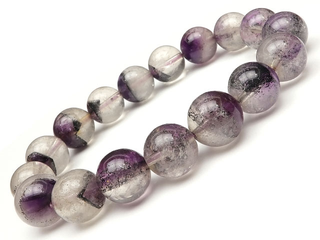 エレスチャルクォーツ スーパーセブン 丸玉ブレス 13mm No.92【1点もの】▽ セイクリッドセブン 骸骨水晶 Elestial quartz Super ...