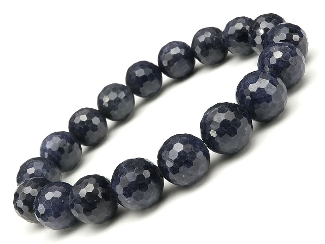 サファイア 128面カット 丸玉 ブレス 11mm No.11【1点もの】▽ サファイヤ 蒼玉 Sapphire 9月の誕生石 コランダム ブレスレット 数珠 ...