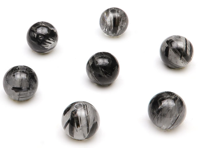 【粒販売】モザンビーク産 ブラックトルマリンクォーツ 丸玉 6mm【10粒販売】
