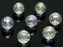 【粒販売】レインボーオーラ 64面カット 丸玉 8mm【10粒販売】▽ クリスタル 水晶 蒸着水晶 Crystal 4月の誕生石 ラウンドカット 粒売り 天然石 ビーズ パワーストーン パーツ アクセサリー 素材 材料