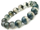 ガーデンモスアゲート 丸玉ブレス 13〜14mm No.21【1点もの】▽ ガーデンアゲート メノウ アゲット 瑪瑙 Agate ブレスレット 数珠 ラウンド ...
