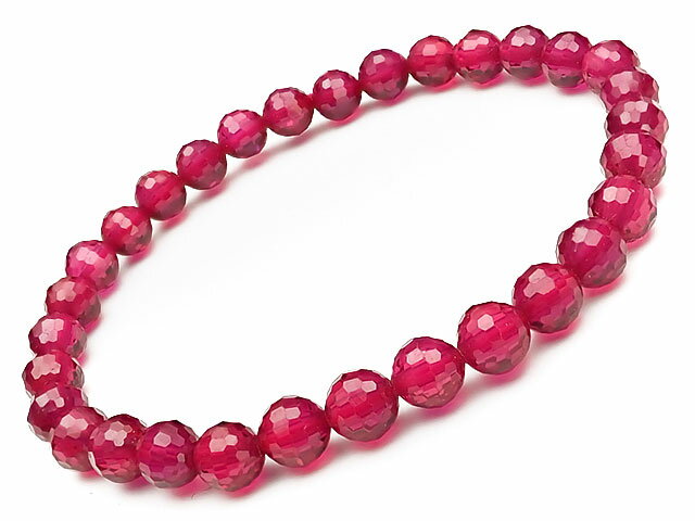 合成ルビー 128面カット 丸玉ブレス 6mm［プレミアムカット］【1コ販売】▽ 紅玉 Ruby 7月の誕生石 宝石の女王 ブレスレット 数珠 ラウンド 天然石 ビーズ パワーストーン パーツ アクセサリー 素材 材料のサムネイル