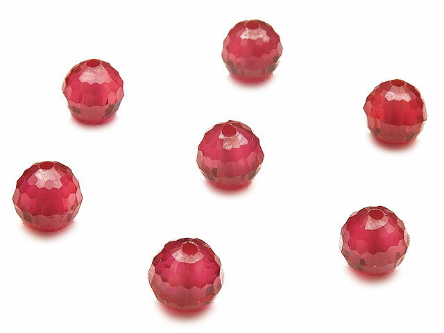 【粒販売】合成ルビー 128面カット 丸玉 6mm［プレミアムカット］【8粒販売】▽ 紅玉 Ruby 7月の誕生石 宝石の女王 ラウンドカット 粒売り 天然石 ビーズ パワーストーン パーツ アクセサリー 素材 材料