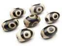 【粒販売】三眼天珠 ライス 12×8mm No.3【7粒販売】▽ ジービーズ アゲート メノウ アゲット 瑪瑙 Agate ナツメ 粒売り 天然石 ビーズ パワ...