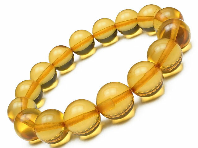 バルティックアンバー(琥珀) 丸玉ブレス 12〜13mm No.14【1点もの】▽ 琥珀 アンバー Amber ブレスレット 数珠 ラウンド 天然石 ビーズ パ...