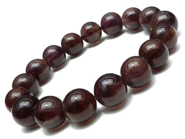 オーラライト 丸玉ブレス 12mm No.23【1点もの】▽ レッドアメジスト レッドファントムクォーツ 紫水晶 Auralite Amethyst ブレスレッ...