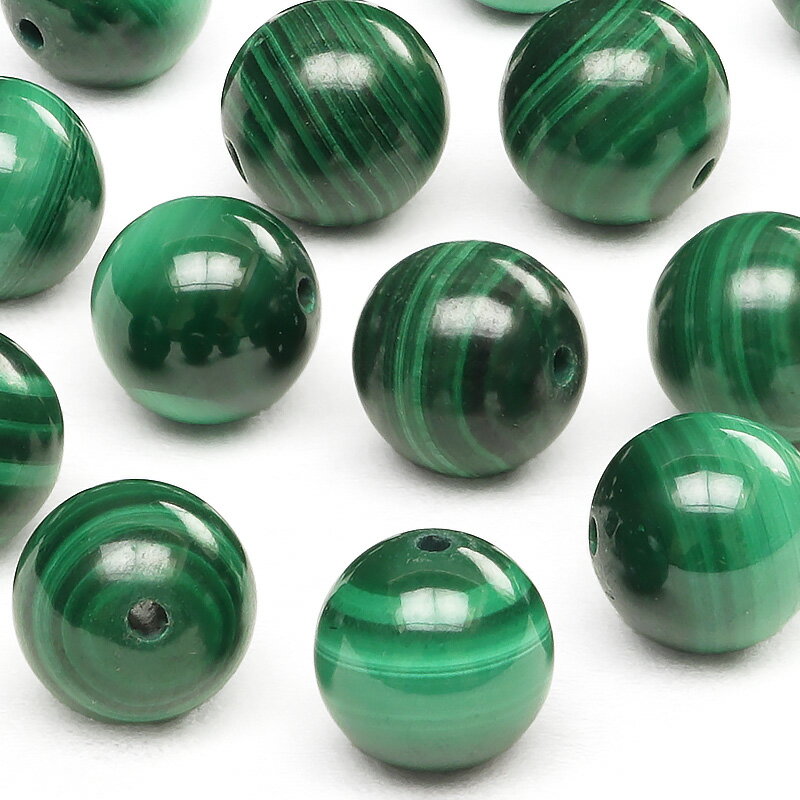 【粒販売】コンゴ産 マラカイト 丸玉 8mm【4粒販売】▽ 孔雀石 Malachite ラウンド 丸ビーズ 粒売り 天然石 ビーズ パワーストーン パーツ アク...