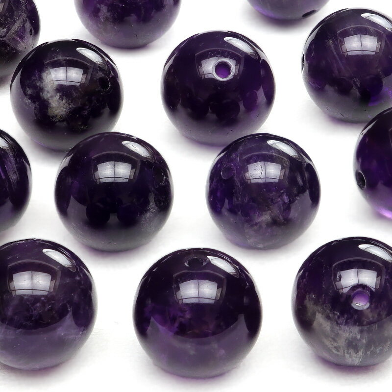 【粒販売】ザンビア産 アメジスト 丸玉 10mm【6粒販売】▽ アメシスト 紫水晶 Amethyst 2月の誕生石 ラウンド 丸ビーズ 粒売り 天然石 ビーズ ...