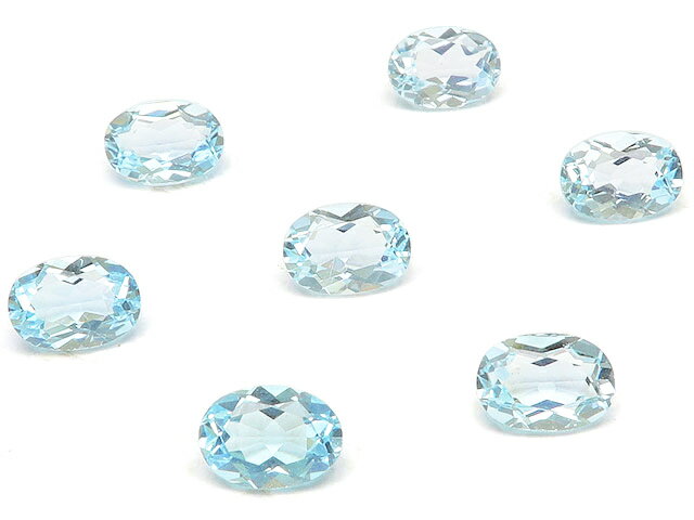 スカイブルートパーズ オーバルファセットカット ルース 7×5mm【7コ販売】▽ トパーズ ブルートパーズ Topaz 11月の誕…