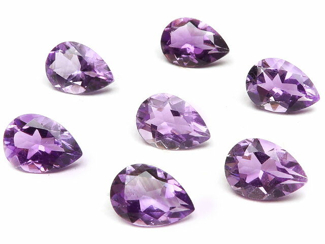 ブラジル産 アメジスト ペアシェイプファセットカット ルース 10×7mm【5コ販売】▽ アメシスト 紫水晶 Amethyst 2月の誕生石 裸石 粒売り 天然石 ビーズ パワーストーン パーツ アクセサリー 素材 材料