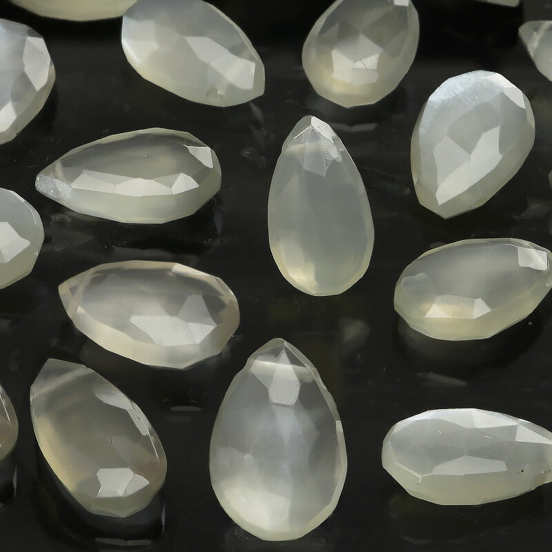 【粒販売】タンザニア産 ホワイトムーンストーン ペアシェイプカット 11〜12mm【4粒販売】▽ ムーンストーン 月長石 フェルドスパー Moonstone 6...