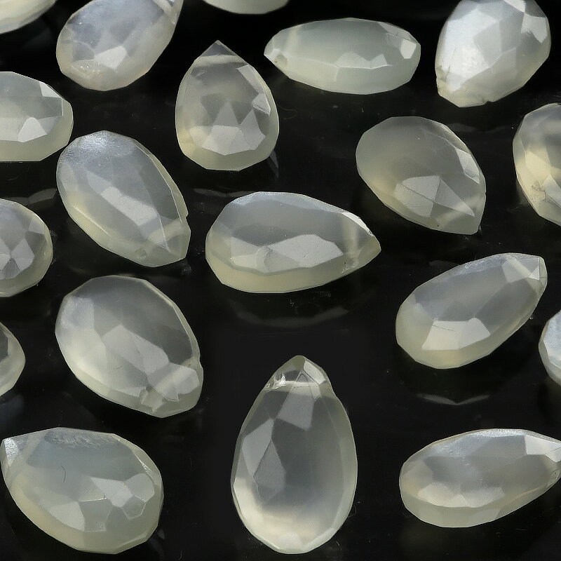 【粒販売】タンザニア産 ホワイトムーンストーン ペアシェイプカット 10〜11mm【4粒販売】▽ ムーンストーン 月長石 フェルドスパー Moonstone 6...