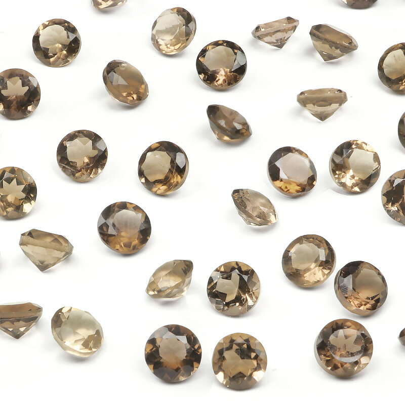 ブラジル産 スモーキークォーツ コインファセットカット ルース 4mm【6コ販売】▽ 煙水晶 Smoky quartz 裸石 ラウンドカット 粒売り 天然石 ビーズ パワーストーン パーツ アクセサリー 素材 材料