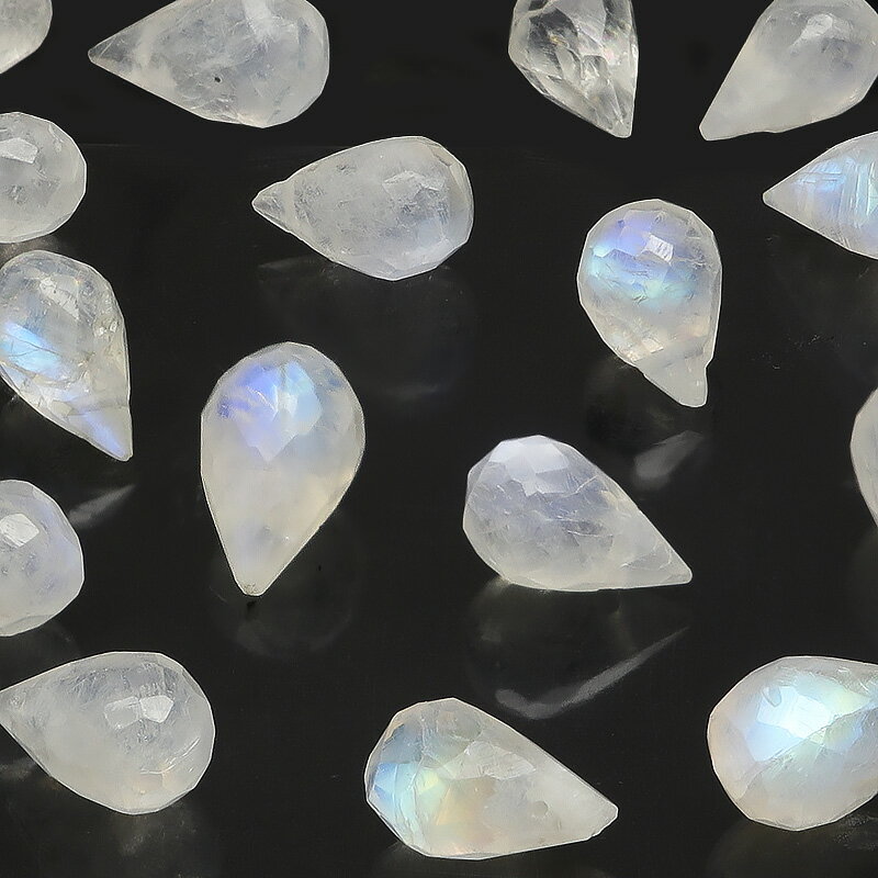 【粒販売】インド産 レインボームーンストーン ドロップカット 8～9mm【5粒販売】▽ ムーンストーン ホワイトラブラドライト Moonstone 6月の誕生石 しずく 雫 粒売り 天然石 ビーズ パワーストーン パーツ アクセサリー 素材 材料
