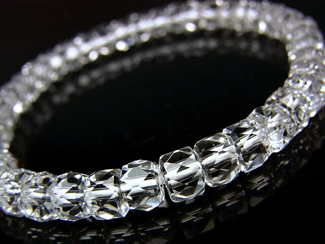 天然水晶 クリスタルクォーツ ボタンカットブレス 7×4mm［プレミアムカット］【1コ販売】▽ クリスタル ..