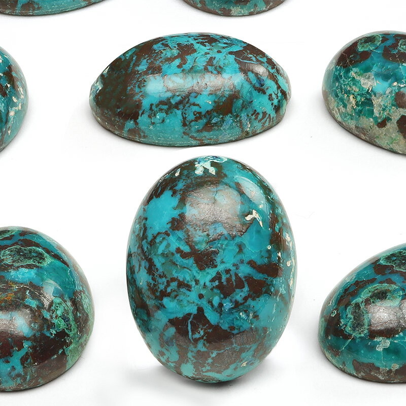 コンゴ産 クリソコラ カボション 16×12mm【1コ販売】▽ クリソコーラ 珪孔雀石 エイラットストーン Chrysocolla ルース 粒売り 天然石 ビー...