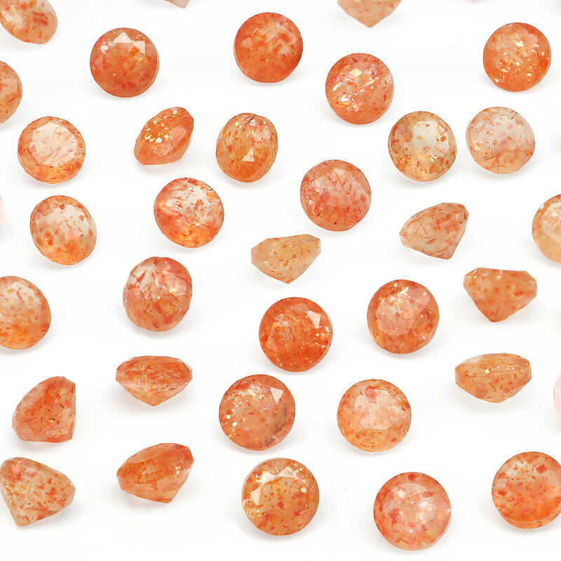 タンザニア産 サンストーン コインファセットカット ルース 4mm【6コ販売】▽ ヘリオライト 日長石 Sunstone 裸石 ラウンドカット 粒売り 天然石 ...