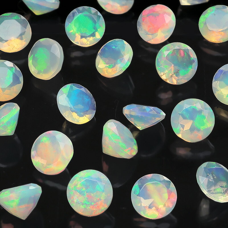 エチオピア産 プレシャスオパール コインファセットカット ルース 6mm【3コ販売】▽ ウォーターオパール エチオピアンオパール クリスタルオパール 蛋白石 O...