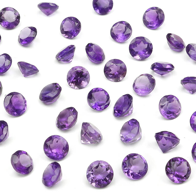 アフリカ産 アメジスト コインファセットカット ルース 4mm【8コ販売】▽ アメシスト 紫水晶 Amethyst 2月の誕生石 裸石 ラウンドカット 粒売り ...