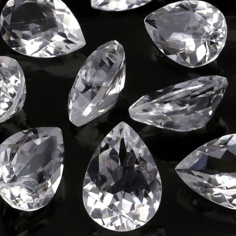 ブラジル産 天然水晶 クリスタルクォーツ ペアシェイプファセットカット ルース 14×10mm【2コ販売】▽ クリスタル 水晶 本水晶 ロッククリスタル 水精 ...