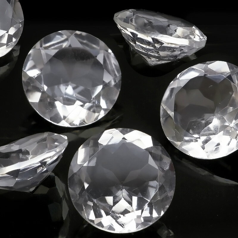 ブラジル産 天然水晶 クリスタルクォーツ コインファセットカット ルース 14mm【1コ販売】▽ クリスタル 水晶 本水晶 ロッククリスタル 水精 石英 Cry...