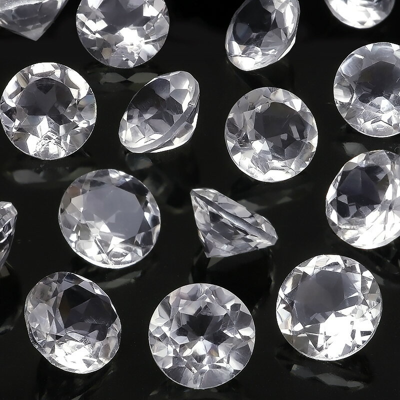 ブラジル産 天然水晶 クリスタルクォーツ コインファセットカット ルース 8mm【4コ販売】▽ クリスタル 水晶 本水晶 ロッククリスタル 水精 石英 Crys...