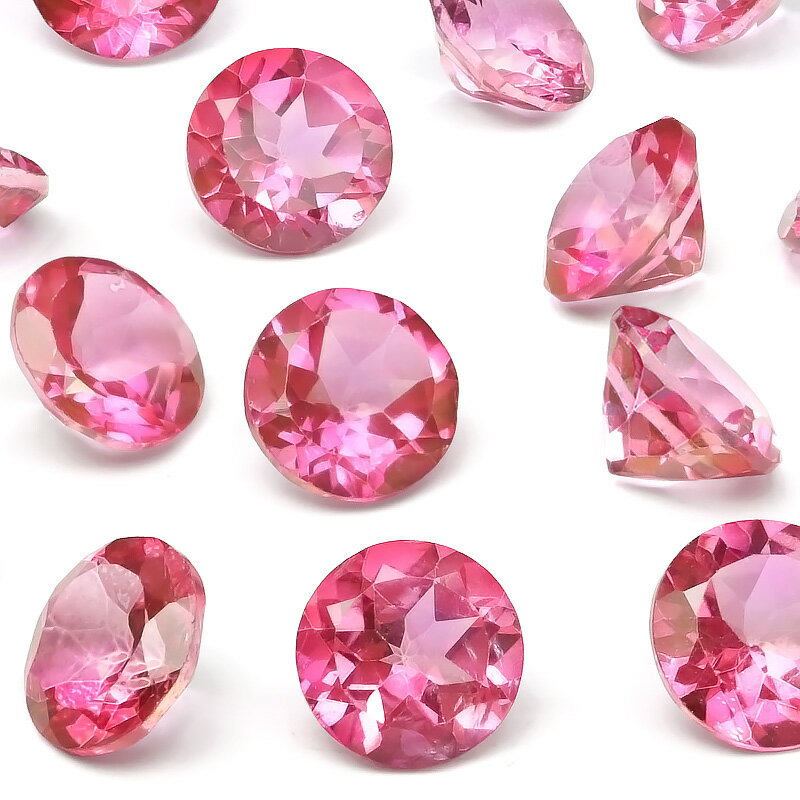 ブラジル産 ピンクトパーズ コインファセットカット ルース 8mm【1コ販売】▽ トパーズ Topaz 11月の誕生石 楕円 裸石 ラウンドカット 粒売り 天然...