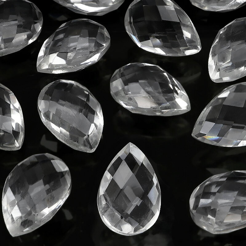 ブラジル産 天然水晶 クリスタルクォーツ ペアシェイプブリオレットカット ルース 12×8mm【2コ販売】▽ クリスタル 水晶 本水晶 ロッククリスタル 水精 ...