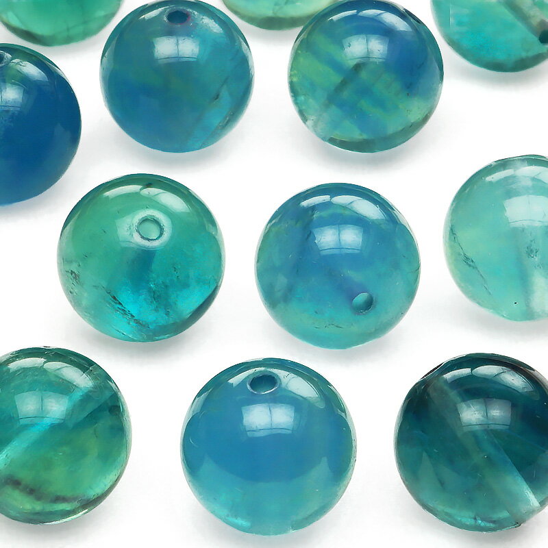 【粒販売】ブルーフローライト 丸玉 10mm【2粒販売】▽ フローライト フルオライト 蛍石 Fluorite ラウンド 丸ビーズ 粒売り 天然石 ビーズ パワ...