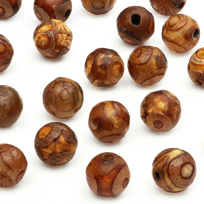 【粒販売】三眼天珠(ブラジル産アゲート) 丸玉 6mm【10粒販売】▽ ジービーズ アゲート メノウ アゲット 瑪瑙 Agate ラウンド 丸ビーズ 粒売り 天...