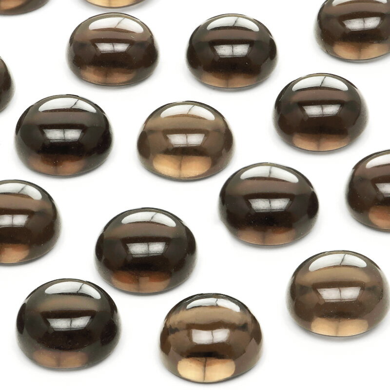ブラジル産 スモーキークォーツ コイン カボション 8mm【4コ販売】▽ 煙水晶 Smoky quartz ルース 裸石 粒売り 天然石 ビーズ パワーストーン...