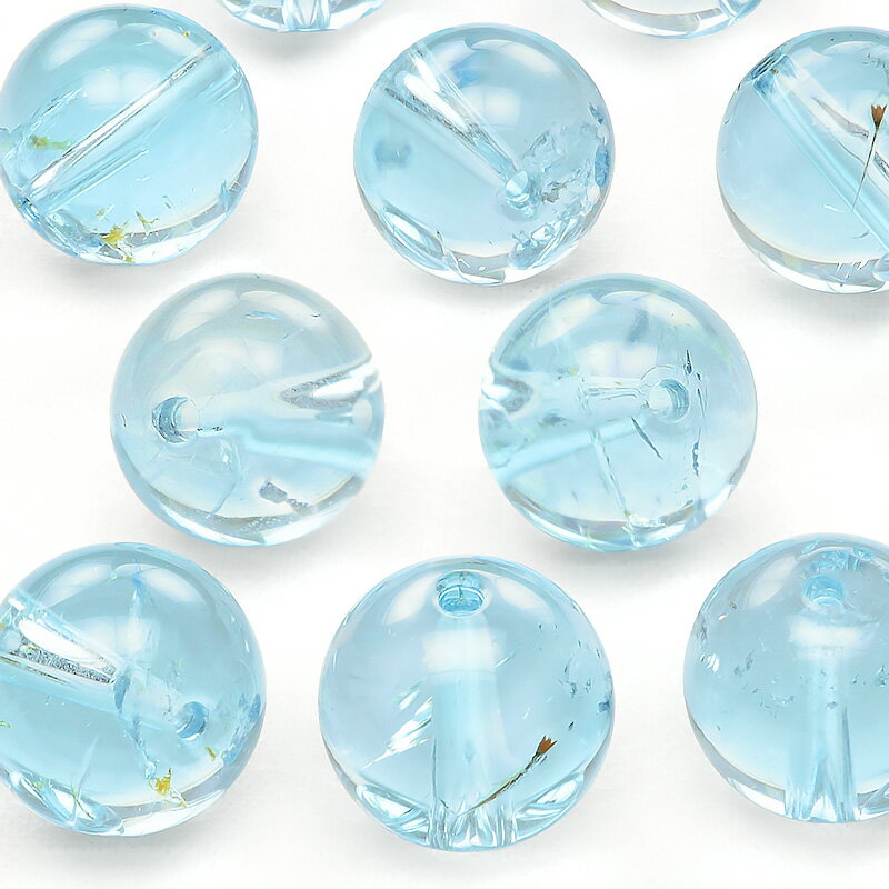 【粒販売】ブラジル産 スカイブルートパーズ 丸玉 10mm【1粒販売】▽ トパーズ ブルートパーズ Topaz 11月の誕生石 ラウンド 丸ビーズ 粒売り 天然...
