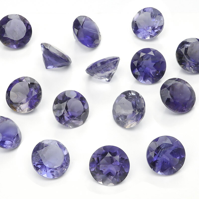 マダガスカル産 アイオライト コインファセットカット ルース 6mm【2コ販売】▽ コーディエライト ダイクロアイト 菫青石 Iolite 9月の誕生石 裸石 ...
