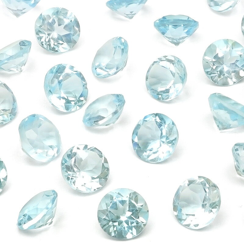 ブラジル産 スカイブルートパーズ コインファセットカット ルース 6mm【2コ販売】▽ トパーズ ブルートパーズ Topaz 11月の誕生石 裸石 ラウンドカッ...