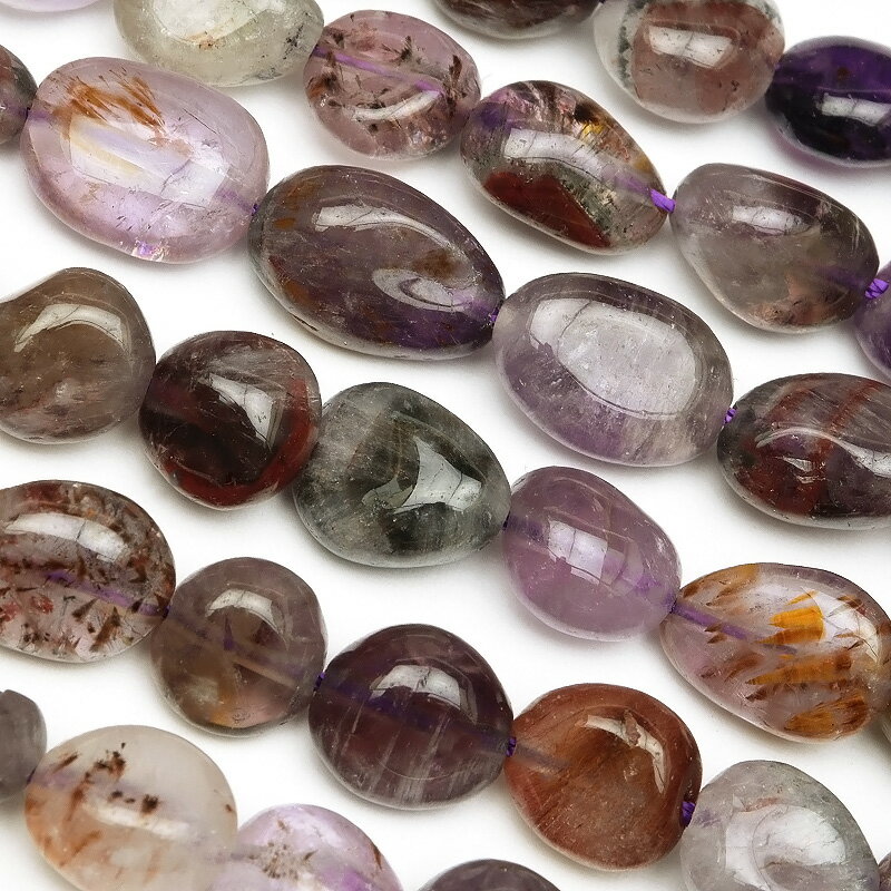 カコクセナイトクォーツ(アメジストエレスチャル) ナゲット 5〜10mm【1連販売】▽ カコクセナイトインクォーツ カコクセン石 Cacoxenaite Qua...