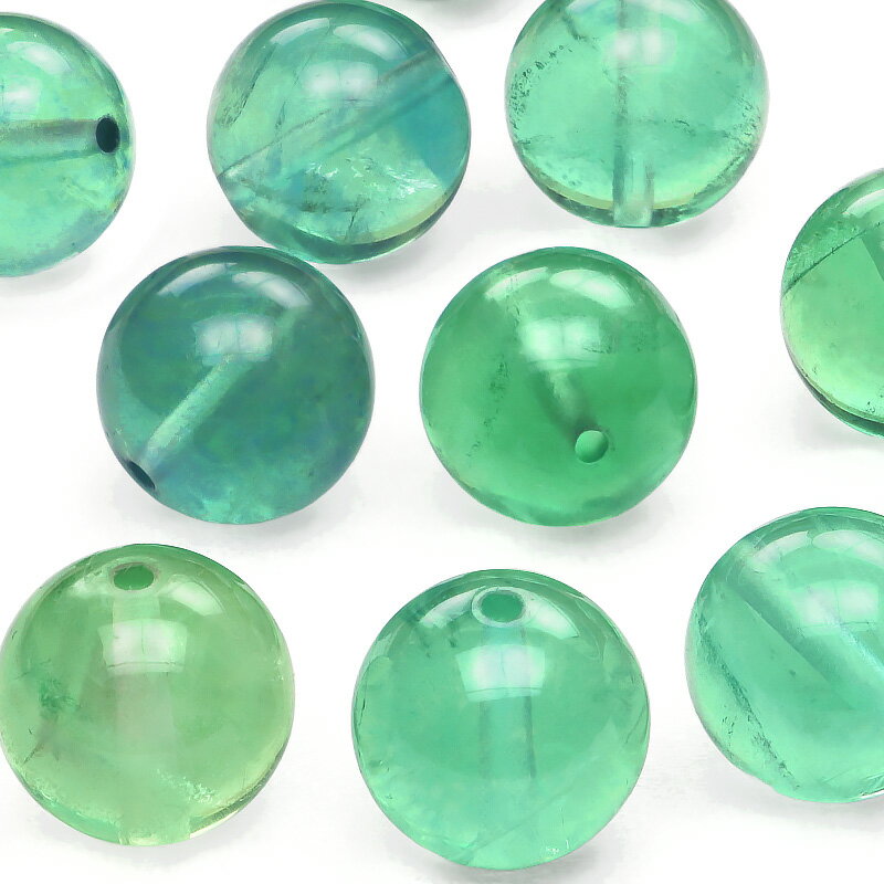 【粒販売】グリーンフローライト 丸玉 10mm【2粒販売】▽ フローライト フルオライト 蛍石 Fluorite ラウンド 丸ビーズ 粒売り 天然石 ビーズ パ...