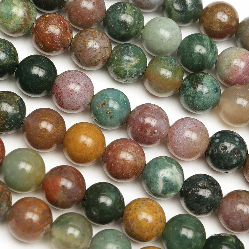インディアンアゲート 丸玉 6mm【1連販売】▽ メノウ アゲット ファンシージャスパー 瑪瑙 Agate ラウンド 丸ビーズ 連売り 連売り 天然石 ビーズ ...
