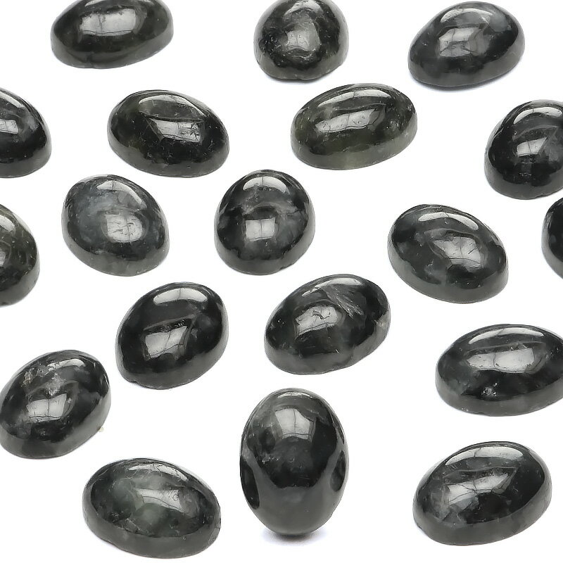 ビルマ産 黒翡翠 ブラックジェダイト オーバル カボション 8×6mm【1コ販売】▽ 本翡翠 ひすい ミャンマー産 Jadeite 5月の誕生石 ルース 粒売り...