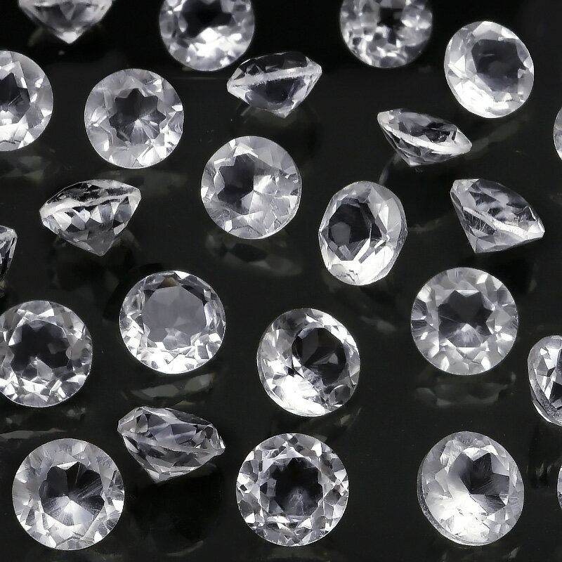ブラジル産 天然水晶 クリスタルクォーツ コインファセットカット ルース 6mm【6コ販売】▽ クリスタル ..