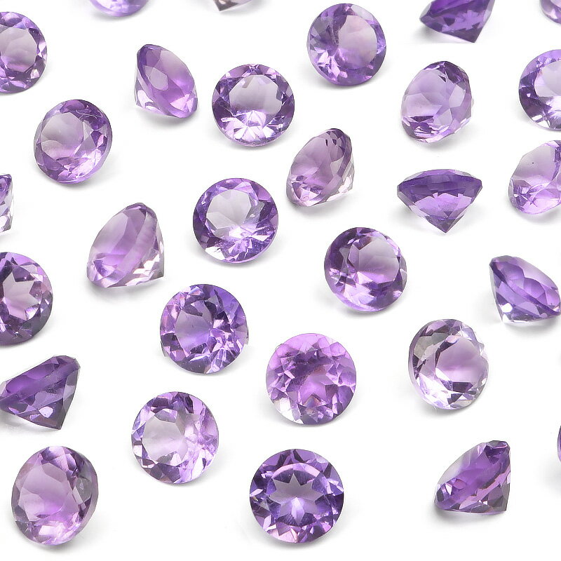 アフリカ産 アメジスト コインファセットカット ルース 5mm【6コ販売】▽ アメシスト 紫水晶 Amethyst 2月の誕生石 裸石 ラウンドカット 粒売り ...