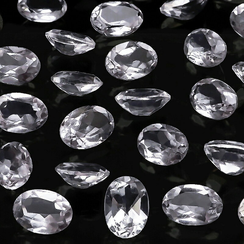 ブラジル産 天然水晶 クリスタルクォーツ オーバルファセットカット ルース 7×5mm【4コ販売】▽ クリスタル 水晶 本水晶 ロッククリスタル 水精 石英 C...