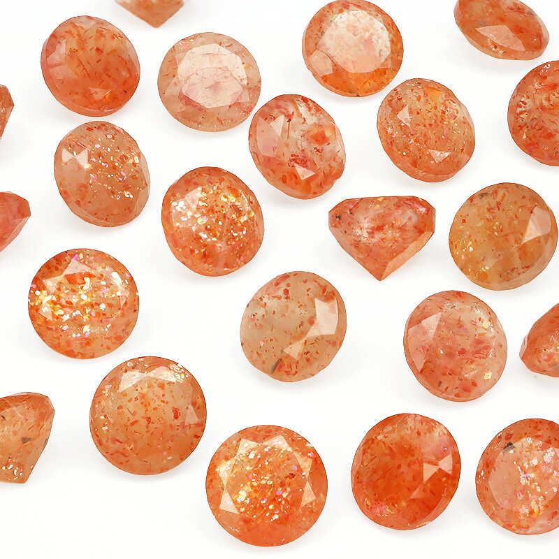 タンザニア産 サンストーン コインファセットカット ルース 6mm【3コ販売】▽ ヘリオライト 日長石 Sunstone 裸石 ラウンドカット 粒売り 天然石 ...