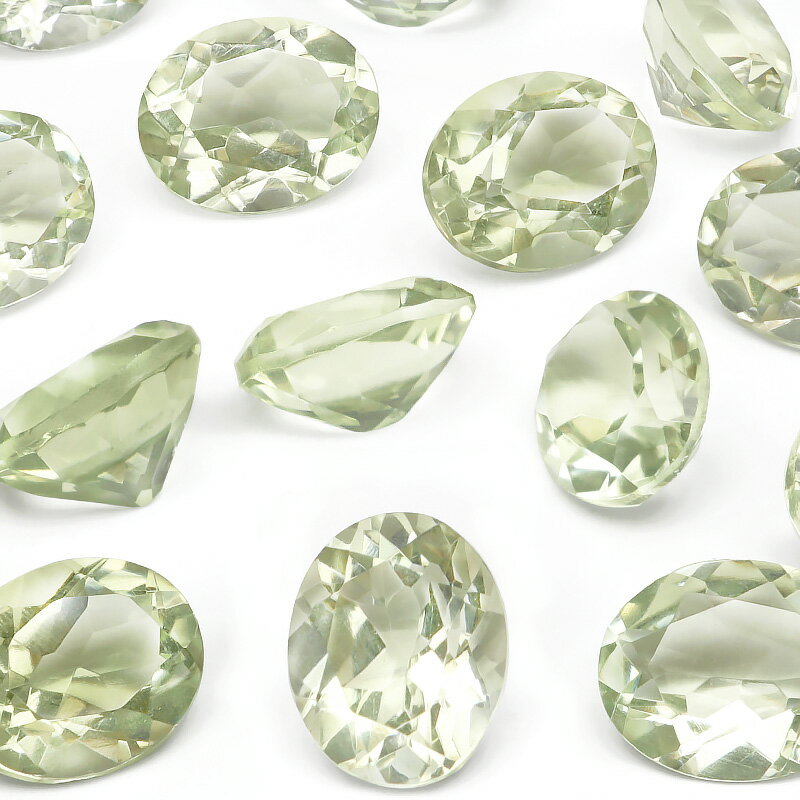 ブラジル産 グリーンアメジスト オーバルファセットカット ルース 10×8mm【2コ販売】▽ プラシオライト プラジオライト Prasiolite Amethy...