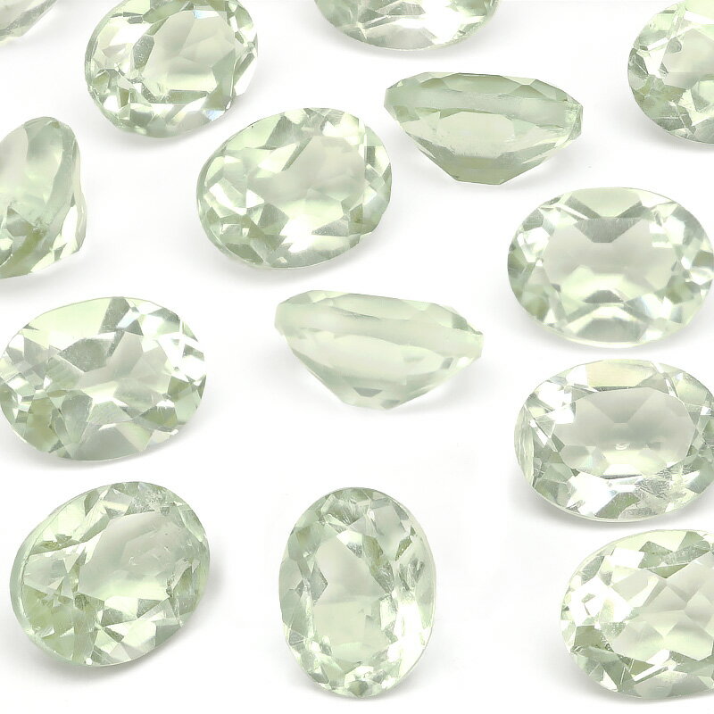 ブラジル産 グリーンアメジスト オーバルファセットカット ルース 8×6mm【2コ販売】▽ プラシオライト プラジオライト Prasiolite Amethys...