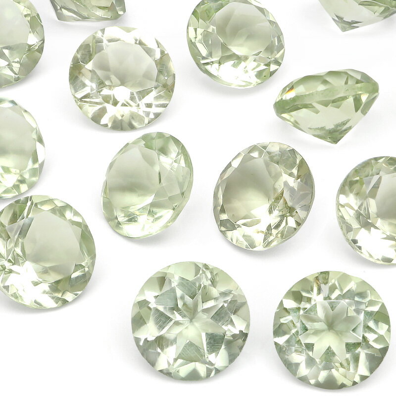 ブラジル産 グリーンアメジストコインファセットカット ルース 8mm【2コ販売】▽ プラシオライト プラジオライト Prasiolite Amethyst 2月...